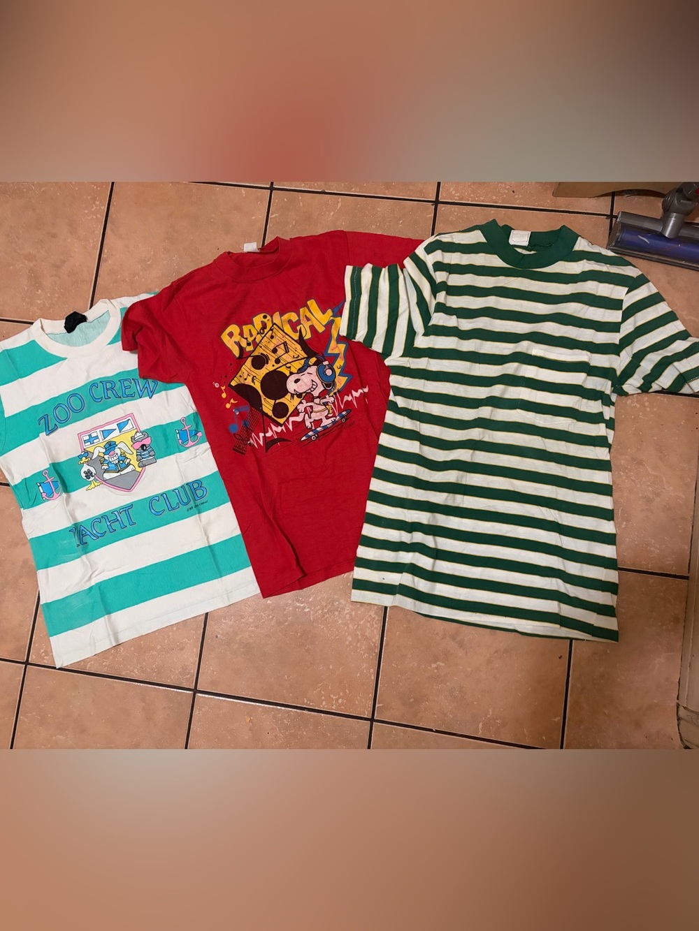 Three vintage t-shirts Graphic Tee, Green & White Striped Shirt